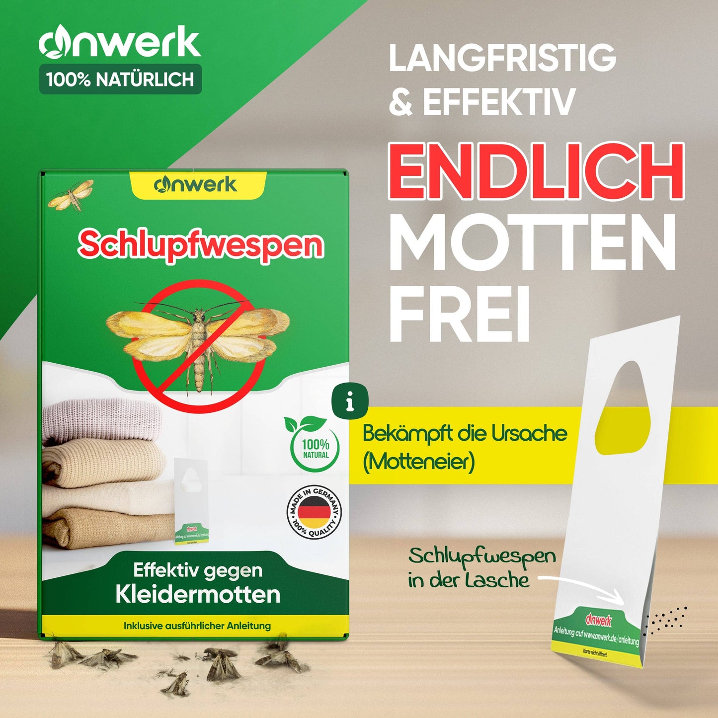 Schlupfwespen und Nützlinge gegen Kleidermotten, Eier und Larven - Mottenfrei von Textilmotten - Jetzt kaufen