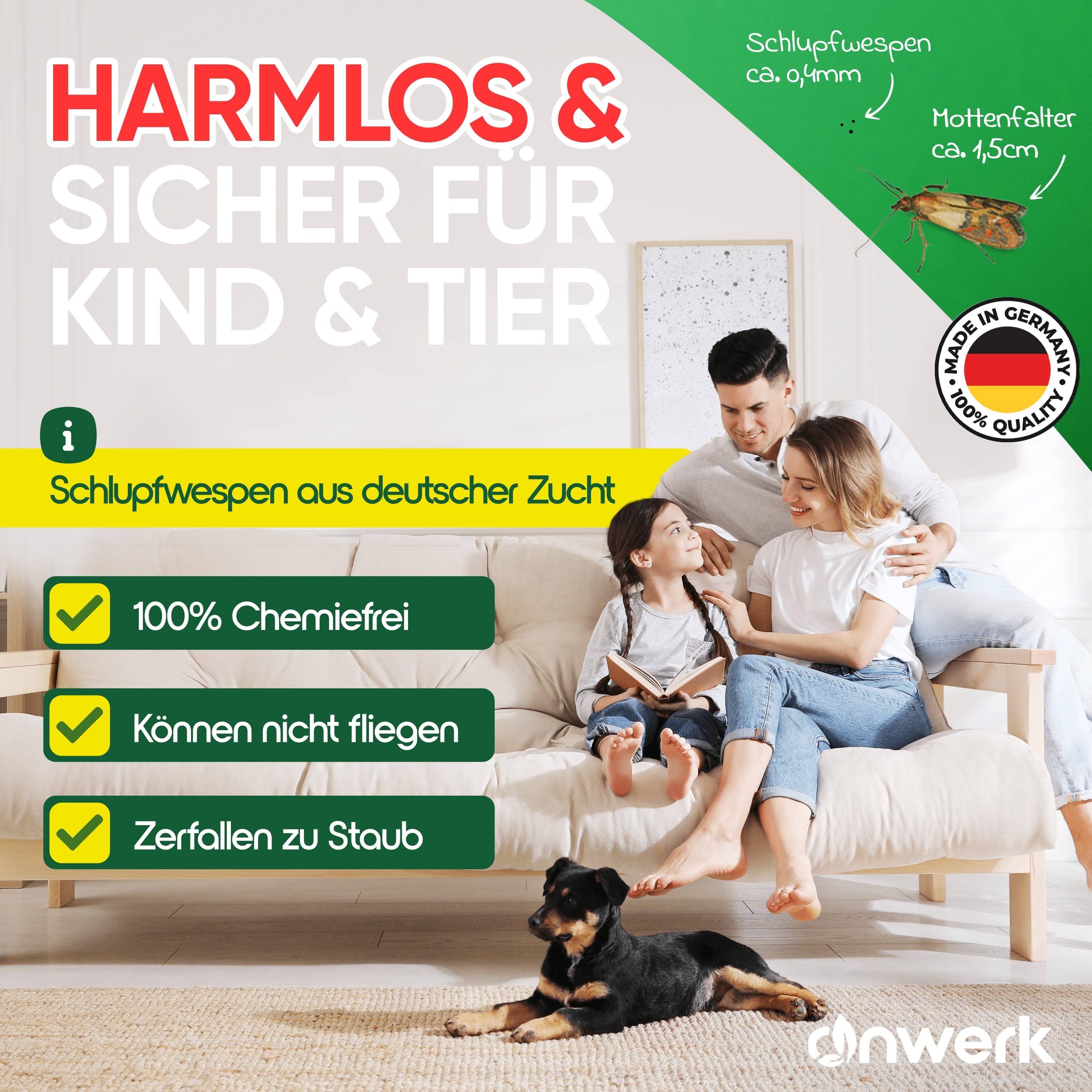 Natürliche Schlupfwespen gegen Kleidermotten - Ohne Chemie - 100% natürlich
